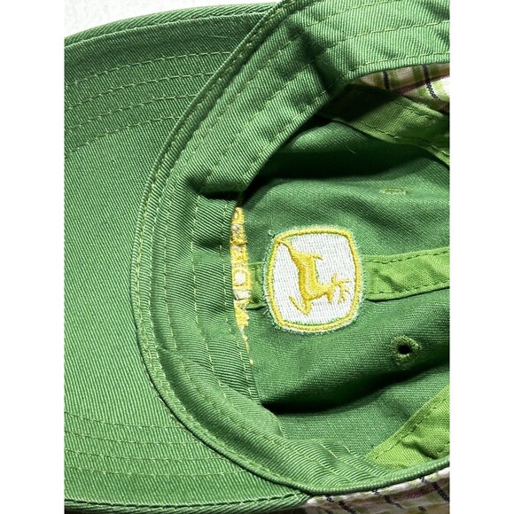 John Deere Hat Cap Boys Snapback Green Yellow Plaid Tractor K Products Youth Kid - Picture 5 of 7